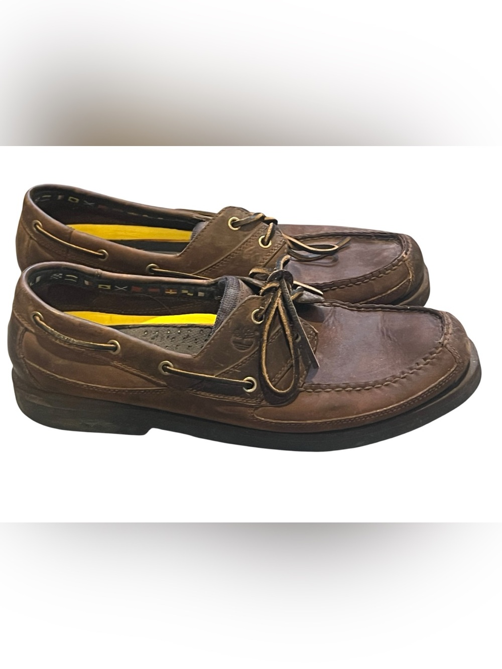 Timberland Men's Brown Leather Moc Toe Boat Shoes
